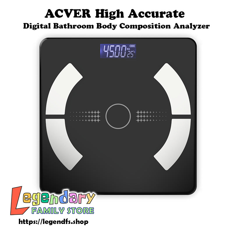 ACVER Smart Body Fat Scale, High Accurate Bluetooth Digital Bathroom Body Composition Analyzer