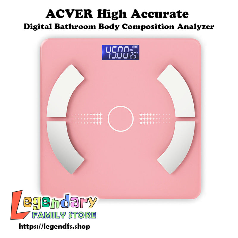 ACVER Smart Body Fat Scale, High Accurate Bluetooth Digital Bathroom Body Composition Analyzer