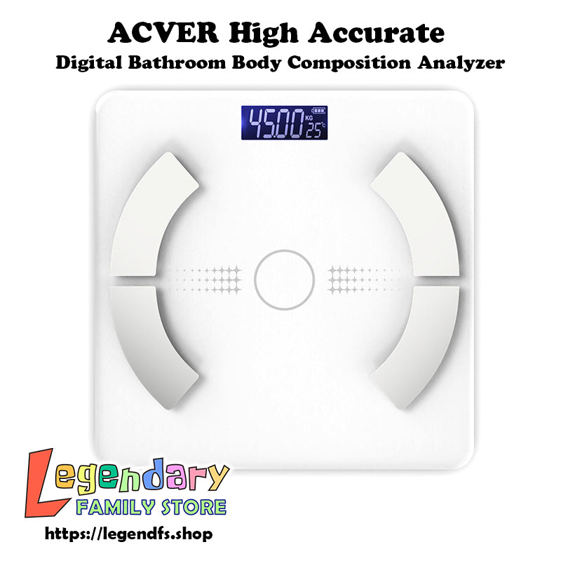 ACVER Smart Body Fat Scale, High Accurate Bluetooth Digital Bathroom Body Composition Analyzer