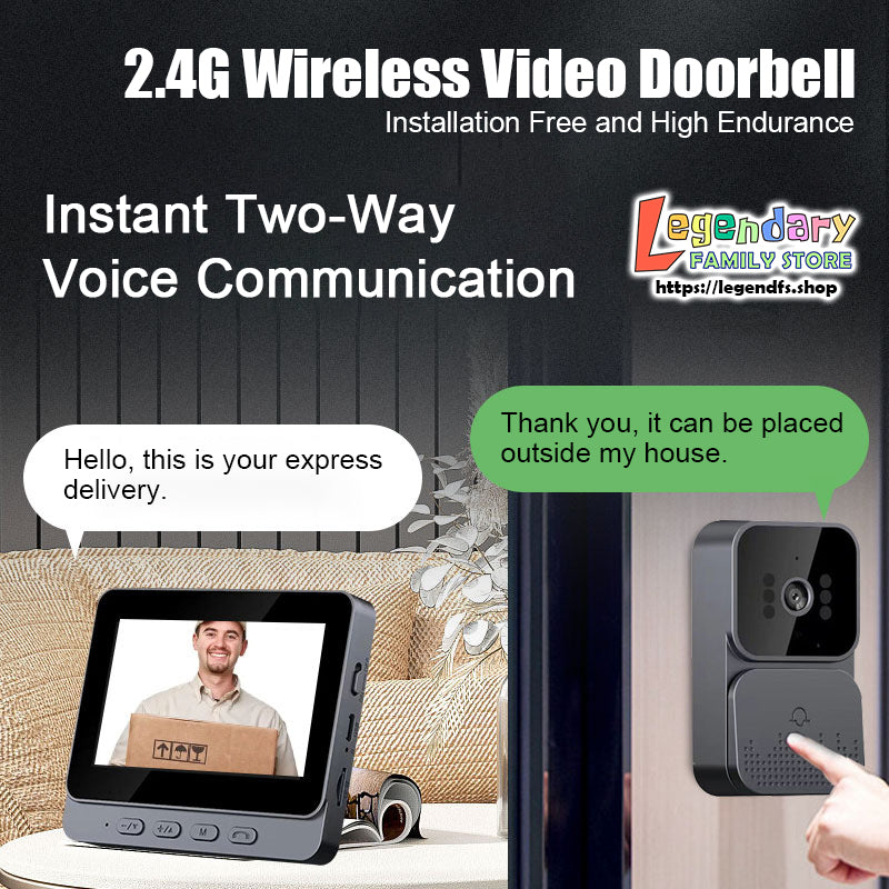 2.4G Wireless Video Doorbell (With 4.3” Screen Installation Free)