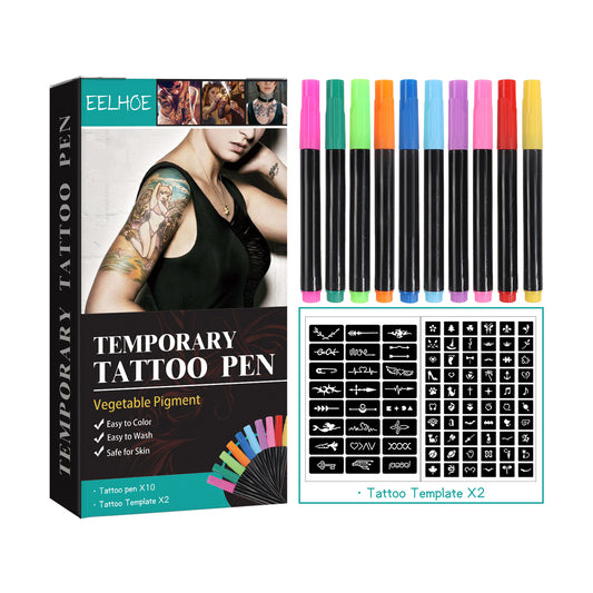 EELHOE Temporary Tattoo Pen Set Face, Arm, Body Multi Color Painting DIY Makeup Graffiti Decoration Tattoo Pen EELHOE Temporary Tattoo Pen Set Face, Arm, Body Multi Color Painting DIY